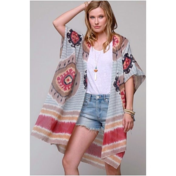 Bohemian Beach Coverup Kimono Cardi O/S - Picture 3 of 8